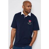 Cotton Traders Men England Classic Short Sleeve Rugby Shirt in Navy | Size: large
