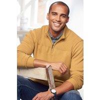 Cotton Traders Men Half Zip Mock Shirt Jumper in Mustard | Size: Medium