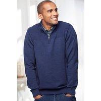 Cotton Traders Men Half Zip Mock Shirt Jumper in Mid Navy | Size: Medium