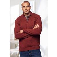 Cotton Traders Men Half Zip Mock Shirt Jumper in Red | Size: Medium