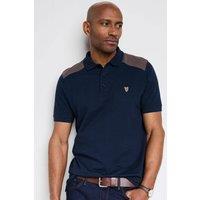 Cotton Traders Men Guinness Short Sleeve Textured Panelled Polo Shirt in Navy | Size: 4X-Large