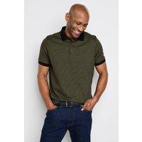 Cotton Traders Men Signature Short Sleeve Jacquard Polo Shirt in Dark Green | Size: Medium