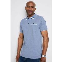 Cotton Traders Men Signature Short Sleeve Birdseye Pocket Polo Shirt in Mid Blue | Size: X-Large