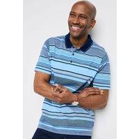 Cotton Traders Men Signature Short Sleeve Variated Stripe Polo Shirt in Navy | Size: 2X-large