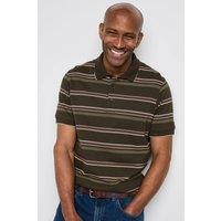 Cotton Traders Men Signature Short Sleeve Textured Stripe Polo Shirt in Dark Green | Size: 5X-Large