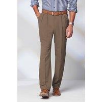 Cotton Traders Men Ultra Comfort 4-Way Stretch Twin Pleat Trousers in Taupe | Size: 34S