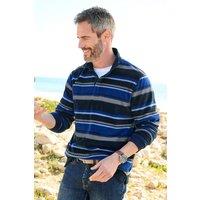 Cotton Traders Men Fleece Cut & Sew Rugby Shirt in Mid Blue | Size: Medium