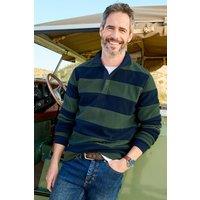 Cotton Traders Men Fleece Cut & Sew Rugby Shirt in Khaki | Size: X-Large