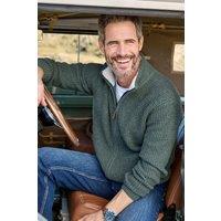 Cotton Traders Men Sherpa Trim Cardigan in Teal | Size: Small