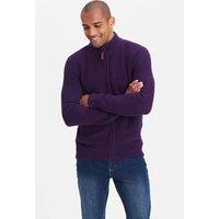 Cotton Traders Men Sherpa Trim Cardigan in Purple | Size: large
