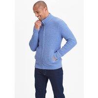 Cotton Traders Men Sherpa Trim Cardigan in Mid Blue | Size: 3X-Large