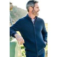 Cotton Traders Men Ultra Soft Zip-Through Cardigan in Dark Blue | Size: 2X-large