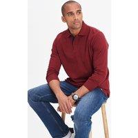 Cotton Traders Men Long Sleeve Polo Shirt in Red | Size: 4X-Large