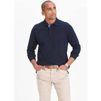 Cotton Traders Men Long Sleeve Polo Shirt in Navy | Size: 5X-Large