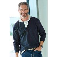 Cotton Traders Men Long Sleeve Plain Rugby Shirt in Midnight | Size: 2X-large