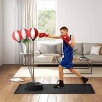 HOMCOM Punching Bag with Stand Boxing Bag Set with Adjustable Height, Red
