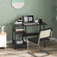 HOMCOM Computer Desk w/ Storage Shelf Study Table w/ bookshelf for Home Office in Black