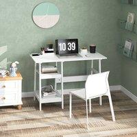 HOMCOM Computer Desk w/ Storage Shelf Study Table w/ bookshelf for Home Office in White