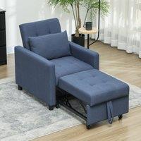 HOMCOM Convertible Single Chair Bed with Upholstered Fabric, Blue