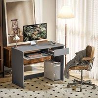 HOMCOM Compact Computer Table with Keyboard Tray and Drawer, Writing Desk in Grey