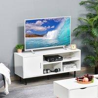 HOMCOM TV Stand Cabinet with Shelves and Cable Hole for Living Room, White