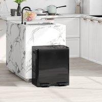 HOMCOM 2 x 20L Dual Rubbish Bin Kitchen Bin for Recycling and Waste, Black