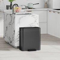 HOMCOM 2 x 20L Double Rubbish Bin, Pedal Bin with Rubbish Bags, Black