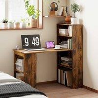 HOMCOM 120cm Computer Desk Bookshelf Writing Table 6 Shelves Brown in Dark Brown