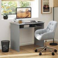 HOMCOM Writing Desk Laptop Table Workstation with Shelf Home Office in Grey