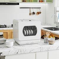 HOMCOM Small Dishwasher, Mini Dishwasher w/ 4 Place Settings 6 Programs in White