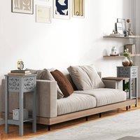 HOMCOM Bedside Table Set, End Table Set with Drawer and Storage Shelf, Grey | Size: 2 Pack