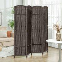 HOMCOM 4 Panel Folding Room Divider, Privacy Screen, 160 x 170cm, Brown | Size: Small