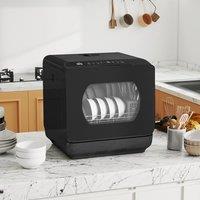 HOMCOM Small Dishwasher, Mini Dishwasher w/ 4 Place Settings 6 Programs in Black