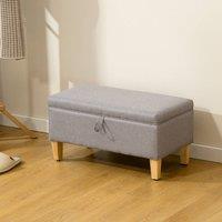 HOMCOM Linen Storage Ottoman for Storage Box, Bed End, Shoe Bench, Seating in Light Grey