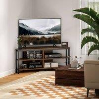 HOMCOM 50 TV Stand Cabinet, TV Unit with Storage Shelves, Rustic Brown