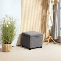 HOMCOM Upholstered Corduroy Ottoman Storage Box with Removable Lid, Footrest in Grey