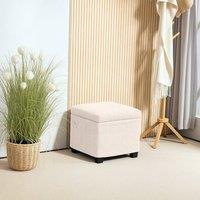 HOMCOM Upholstered Corduroy Ottoman Storage Box with Removable Lid, Footrest in Beige