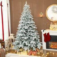 HOMCOM 7 ft Artificial Christmas Tree with 1867 Branches, Hinged Xmas Tree in Green | Size: 7ft