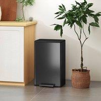 HOMCOM 45L Kitchen Bin, Pedal Bin with Soft-Close Lid, Removable Bucket in Black