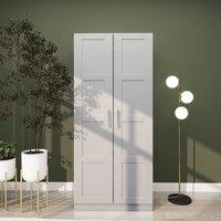 HOMCOM 2 Door Wardrobe for Bedroom, Double Wardrobe with Shelves & Hanging Rail in Grey