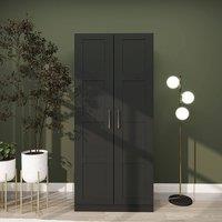 HOMCOM 2 Door Wardrobe for Bedroom, Double Wardrobe with Shelves & Hanging Rail in Black
