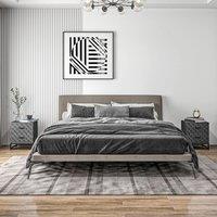 HOMCOM Bedside Table Set of 2, Nightstand Side Table with 2 Drawers, Steel Legs in Grey