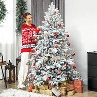 HOMCOM 6ft Artificial Christmas Tree with Snow, Hinged Xmas Tree in Green