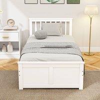 HOMCOM Storage Bed with 2 Drawers, Pine Wood Bed Frame, 90 x 190 cm, White | Size: Single