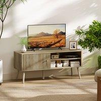 HOMCOM TV Stand Cabinet with Storage for TVs up to 55 Inches, Oak in Light Oak