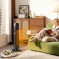 HOMCOM 2000W Ceramic Electric Heater, Space Heater with Fan, Timer, Remote in Black