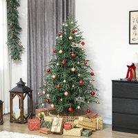 HOMCOM Full Christmas Tree, Spruce Hinged Xmas Tree with Realistic Tips, Green | Size: 7ft
