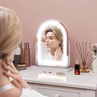 HOMCOM Vanity Mirror with 3 Colour Light, 360 Degree Rotation, Touch Screen in White