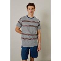 Mens Navy Triple Stripe T-Shirt - L