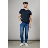 Mens Mid Wash Stretch Tapered Fit Jeans - Mid Blue - 34R